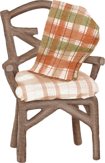Autumn watercolor Wooden Chair illustration